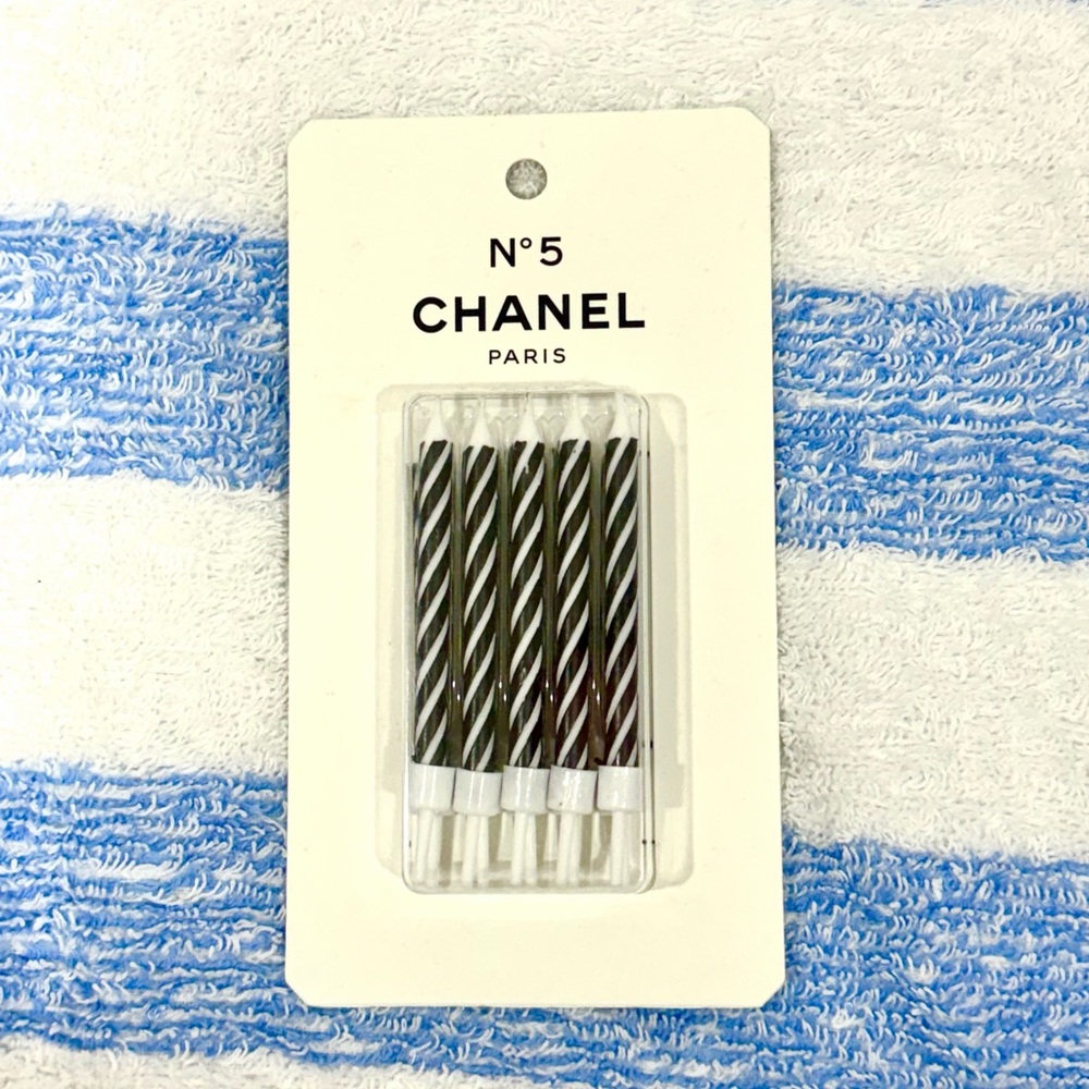 CHANEL Black and White Stripe Cake Candles